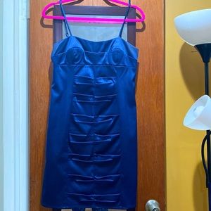 Navy blue dress, knee high, well fitted, small, true to size